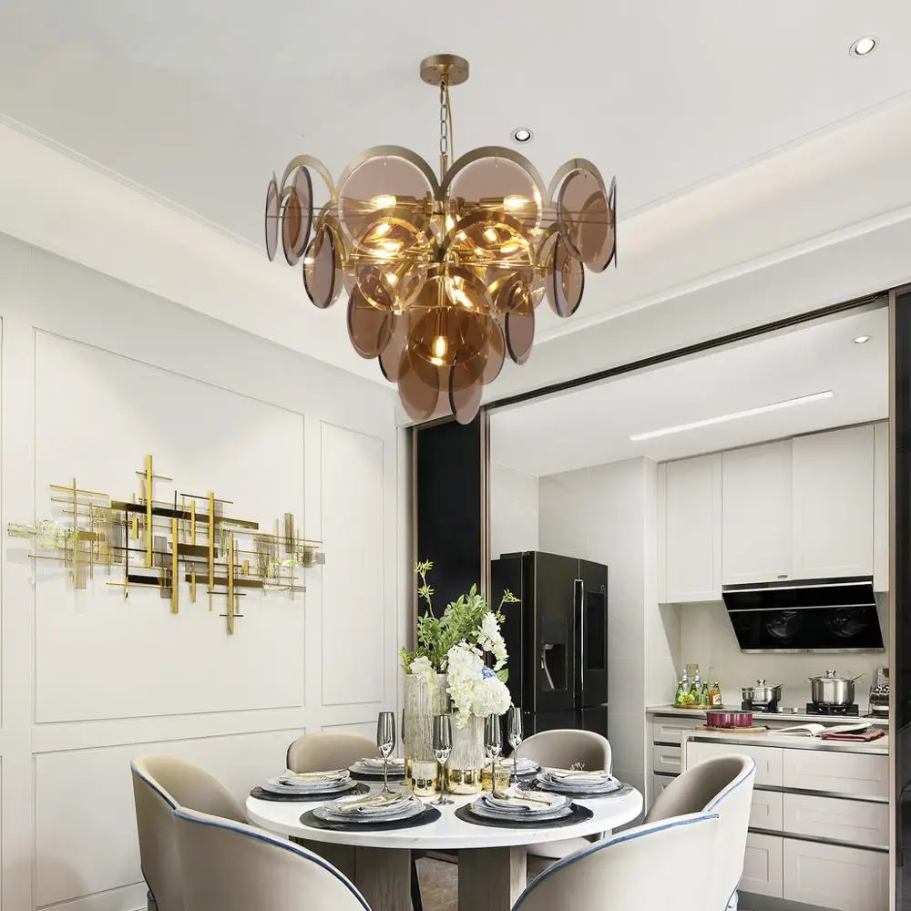 Beste LukLoy Luxe LED Hanger Lampen Glas Moderne Opknoping Plafond Kroonluchter Lichtpunt Loft LED Moderne Kroonluchter Voor Eetkamer