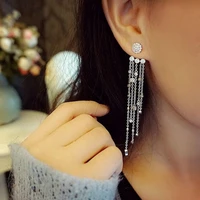 shiny and charming long tassel shaped crystal dangle earrings wedding party drop earings jewelry accessories pendientes mujer