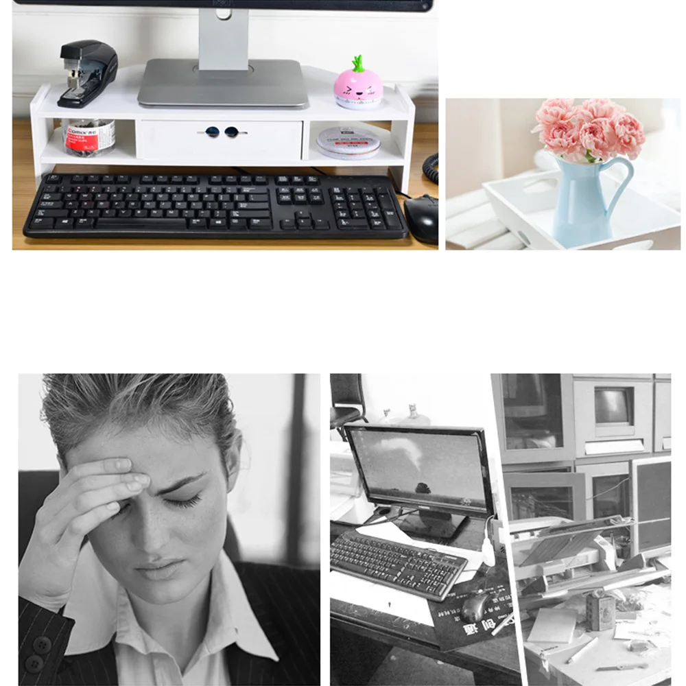 

Desktop Stand for Laptop, Wood Tabletop Organizer Monitor Stand Laptop Desk Stand Small Riser Desk Stand