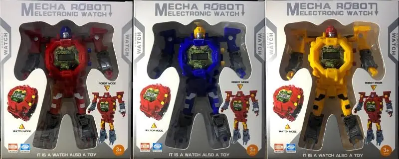 Робот трансформация наручные часы игрушка меха Робот Электронные часы детские спортивные Мультяшные часы детские рождественские подарки