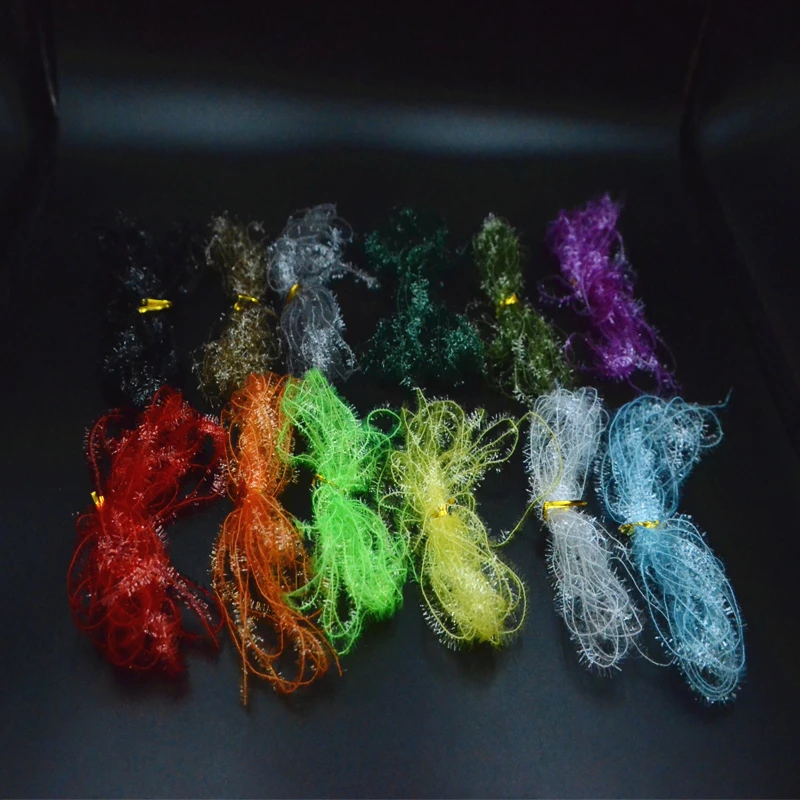 Набор для подвязки мушек 12 цветов мишура кактус шениль средний хрусталь всего 48 м