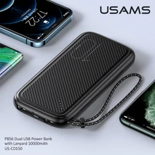 USAMS 10W 10000mAh Power Bank Dual Type C Micro USB Port Cell Phone Charger Mobile External Battery For Xiaomi iPhone Huawei