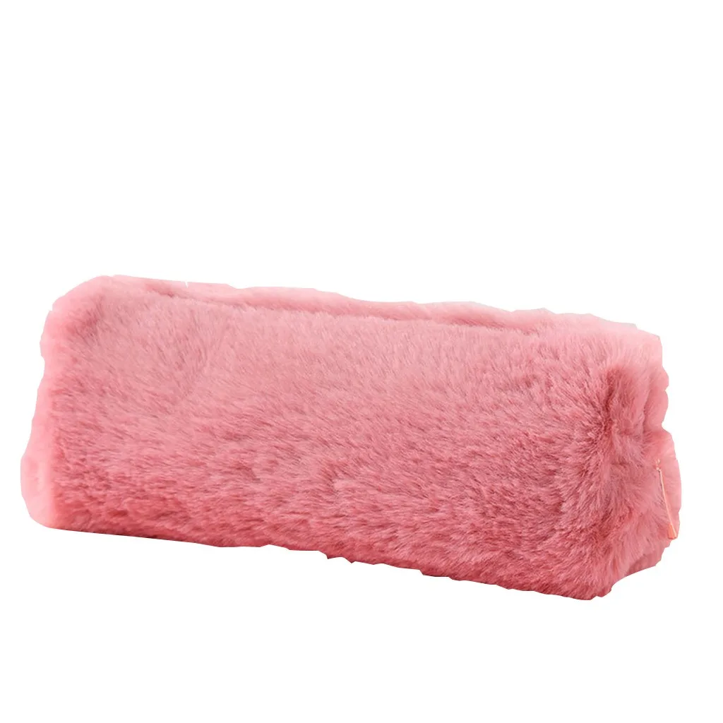 Hot Pink Плюшевый мешочек для хранения для студентов, школы, офиса, карандаша для девочек, канцелярские сумки, домашняя Косметическая переносная Кисть для макияжа, пакеты, кошелек - Цвет: Hot Pink