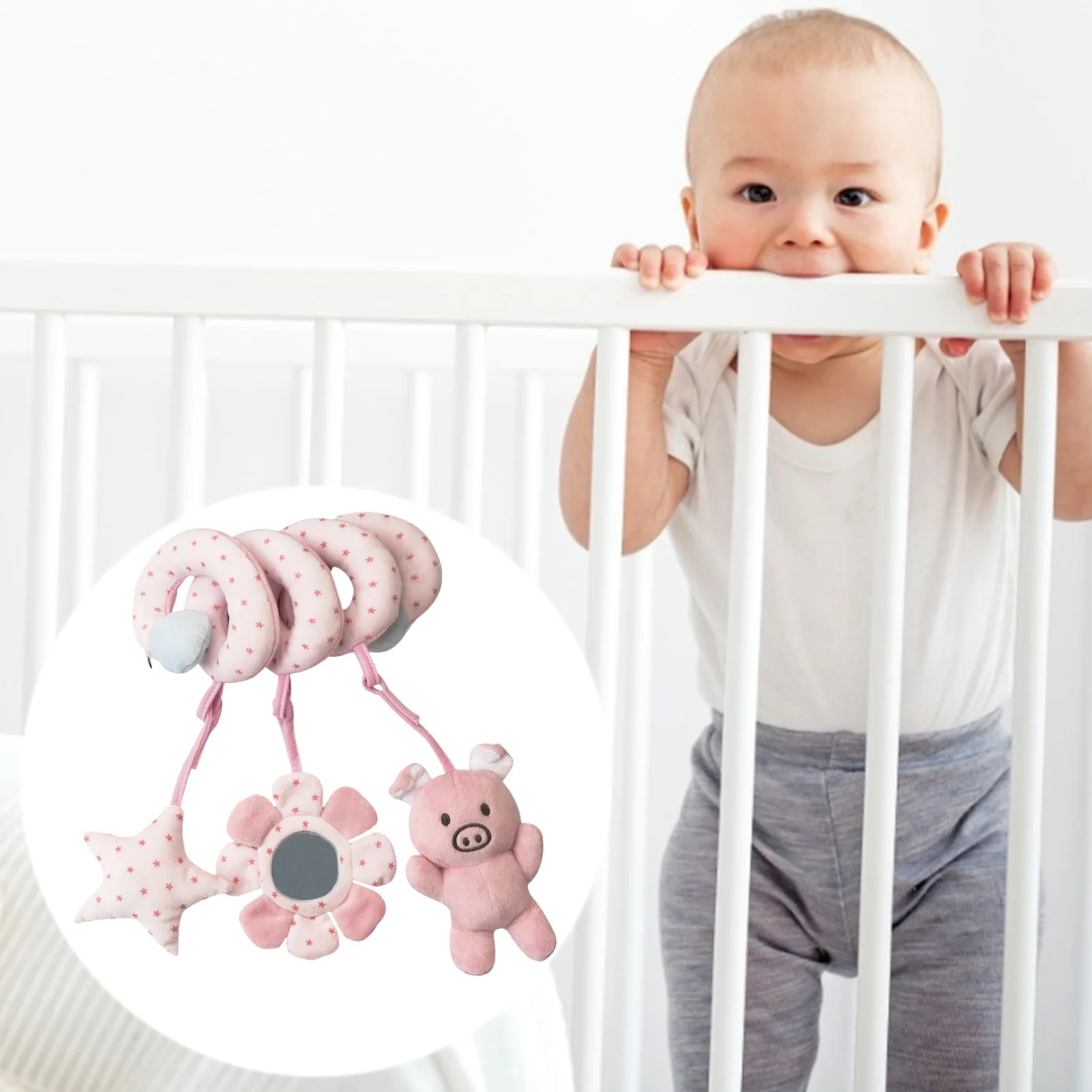 

Baby Plush Toy Lovely Soft Hand Grip Toys With Mirror Newborn Doll Puzzle Game