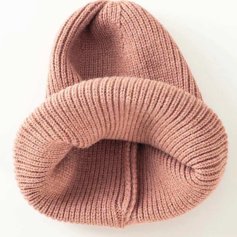 Однотонная Вязаная Шапка-бини из кашемира и хлопка для мужчин женщин модные