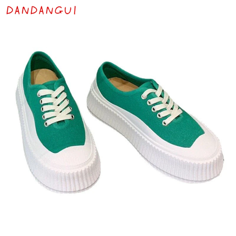 

Casual Platform Increased Women Canvas Shoes Brand Designer Female Sneakers Spring Autumn New Fashion Ladies Chunky Shoes Laces
