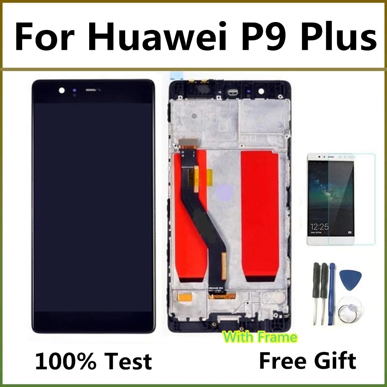 5,5 дюймов протестированный без битых пикселей P9Plus ЖК-дисплей сенсорный экран с дигитайзером в сборе с бесплатными инструментами для huawei P9 Plus