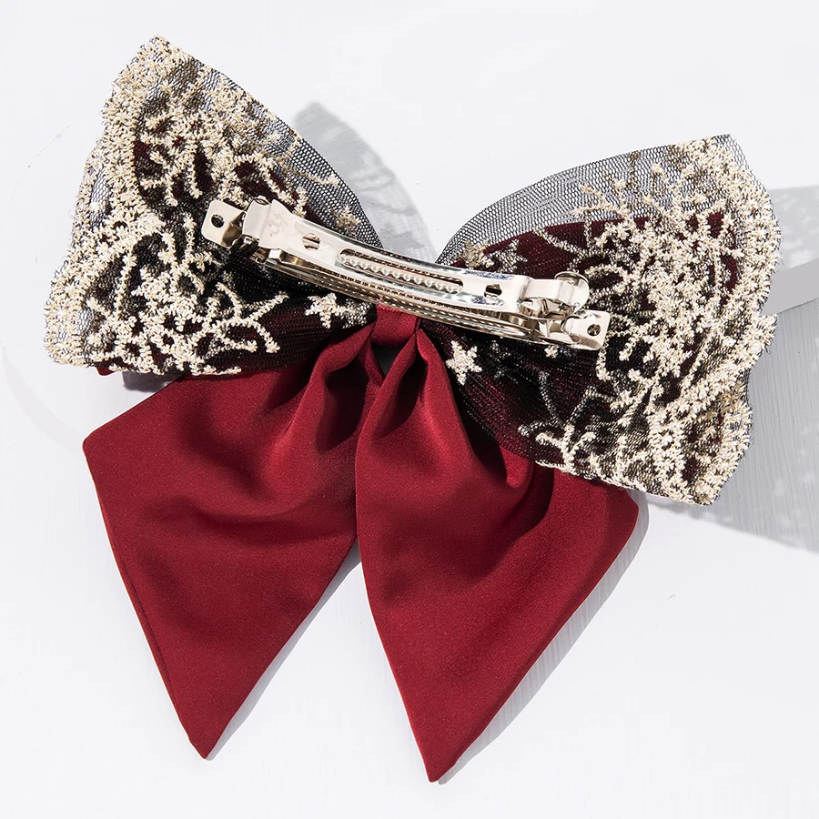 

Fabric Big Bow Spring Hair Clip Lace Embroidery Hairclip 2021 Hairgrip Gifts for Women Hairpin Wedding Hair Accessories Korean