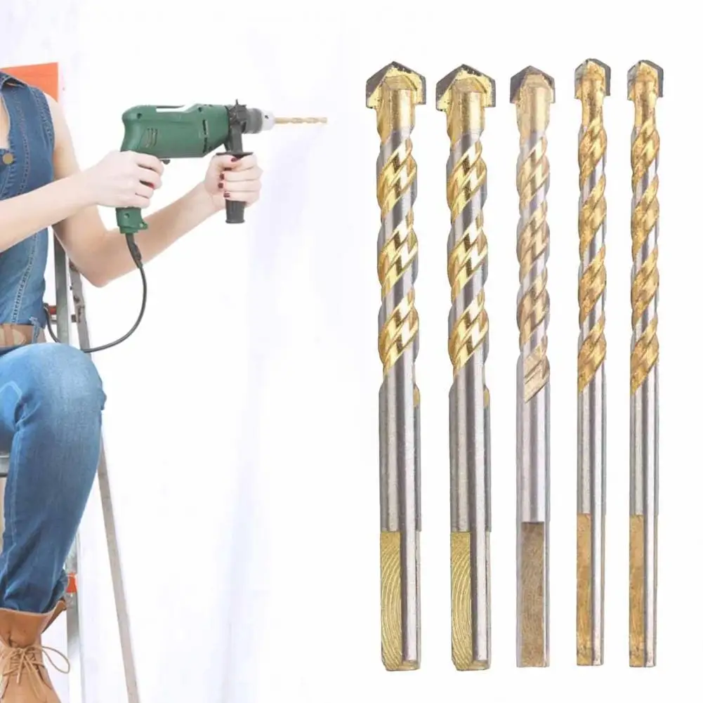 

5Pcs 6/8/10/12mm Twist Drill Bits Triangular Shank Carbide Hard Alloy Fast Chip Removal Twist Drilling Bits for Punching