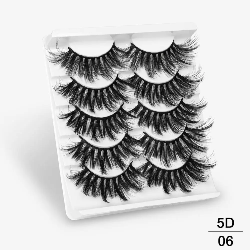 2/5 пар 3D искусственным мехом норки, накладные ресницы в естественном стиле/толстые длинные ресницы тонкими макияж Красота клей для наращивания ресниц инструменты для макияжа бровей - Цвет: 5D06