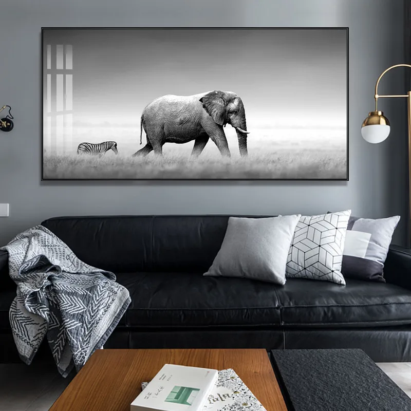 

Black and White Elephant Buddha Zen Modern Nordic Pictures Prints Poster Home Decor Living Room Office Wall Art Canvas Painting