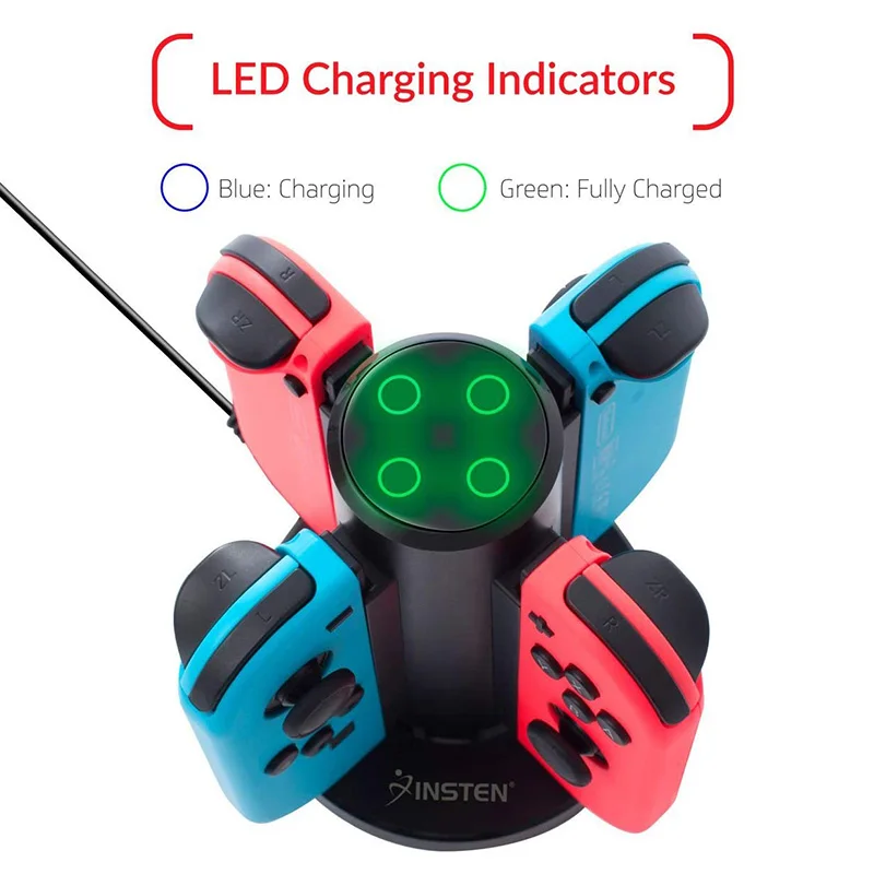 Joy Con зарядное устройство для NS nintendo Switch USB 4 в 1 Joy-Con зарядная док-станция+ светодиодный