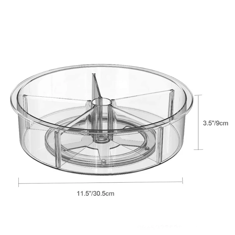 

Turntable Storage Container Plastic Clear Lazy Cabinet Organizer Spinning Smoothly Clapboard Removable For Home Office
