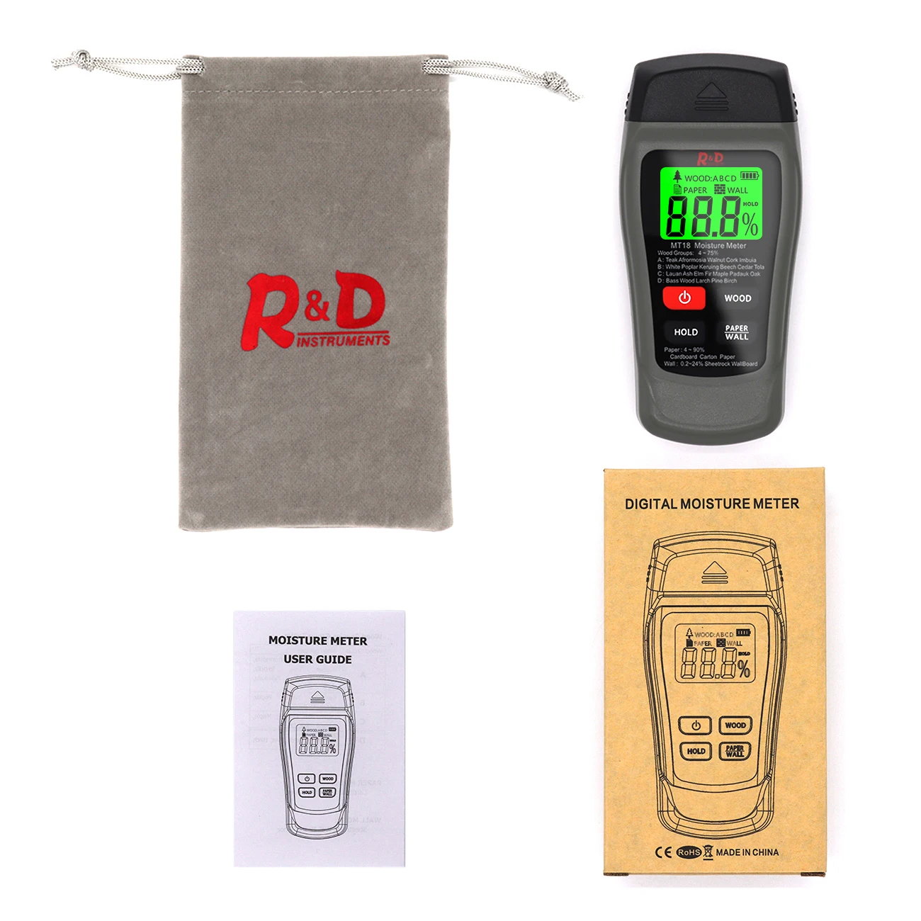 NEW MT-18 Grey 0-99.9% Two Pins Digital Wood Moisture Meter Paper Humidity Tester Wall Hygrometer Timber Damp Detector images - 6