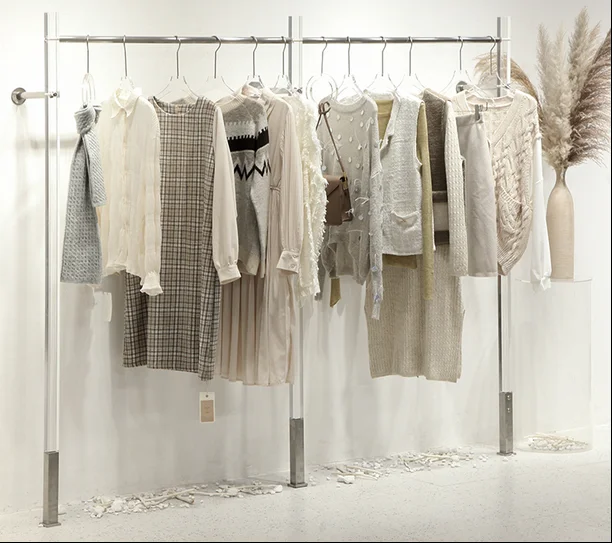 

Clothing store acrylic transparent wall rack hanger in the island shelf display shelf