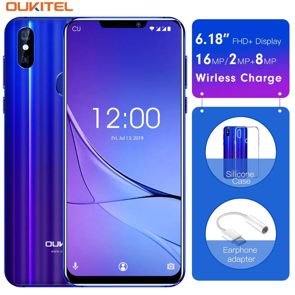 OUKITEL U23 6,1" Нотч Дисплей Android 8,1 мобильный телефон MTK6763T Helio P23 Восьмиядерный 6G 64G Беспроводной зарядки Face ID смартфон
