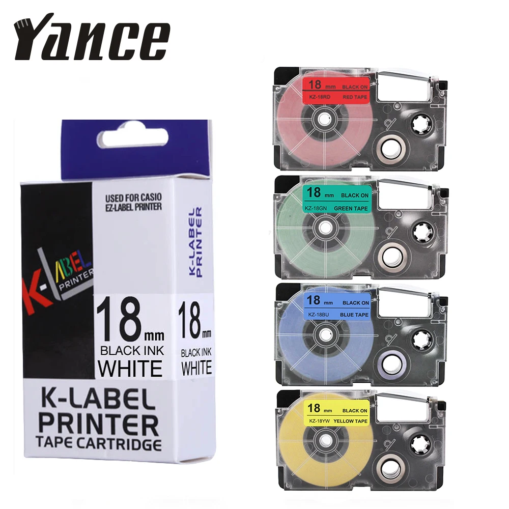 

Yance Compatible Casio XR-12WE XR-9WE XR-18WE XR-12RD XR-12YW XR-18YW label tape for KL-60 KL-60SR KL120 Label Maker machine
