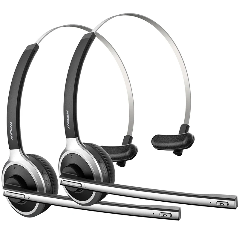 2Pack Black Headset Mpow M5 Bluetooth 4,1 гарнитура Беспроводные наушники с шумоподавлением с кристально чистым микрофоном для водителя грузовика/водителя - Цвет: 2Pack Black Headset