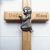 2010cm wooden crosses vintage praying boy girl cross christmas decoration wood crafts