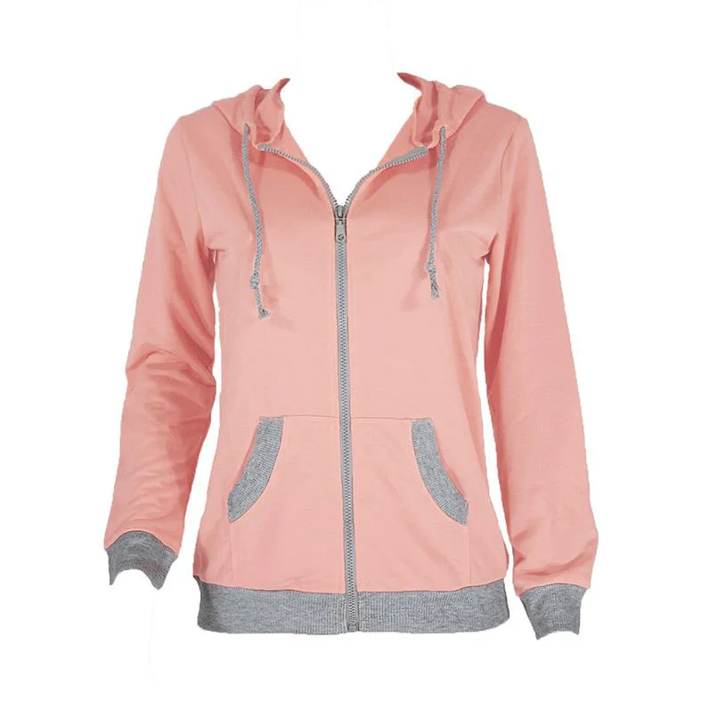 

Spot Europe And The United States 2022 Cross-border Spring Outfit Female Zipper Long-sleeved Hooded Sweater Women's Top C96