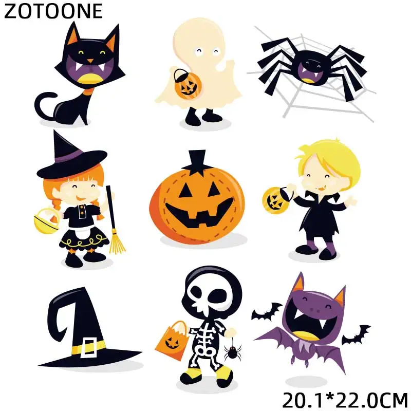 

ZOTOONE Halloween Iron on Transfer Patch Pumpkin Accessory Appliques Patches Transfers for Clothing Diy Patch Heat Transfer G