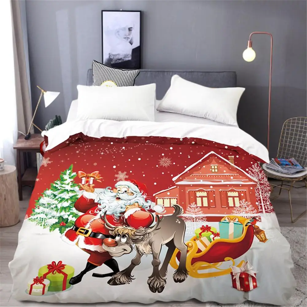 Рождественский пододеяльник из полиэстера с 3D Цифровым принтом Санта-Клауса