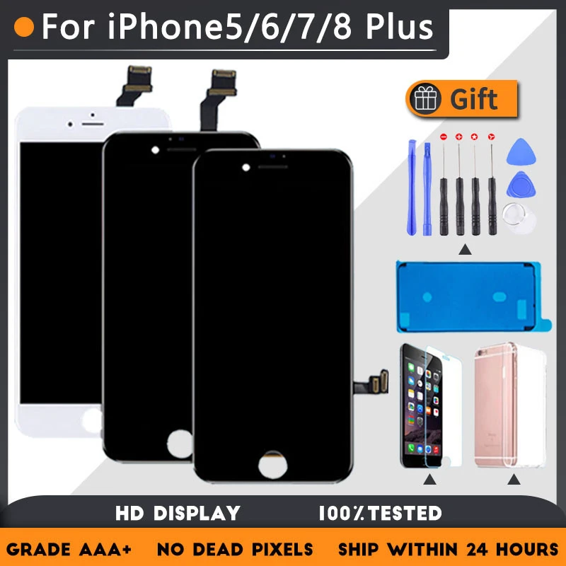 

LCD Display For iPhone 5 5C 5S SE 6 6S 7 8 Plus Touch Screen Replacement For iphone 7G 7P 8G 8 Plus No Dead Pixel+Tempered Glass