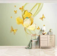 three dimensional metal lotus 3d three dimensional flower custom wallpaper 8d waterproof wall covering