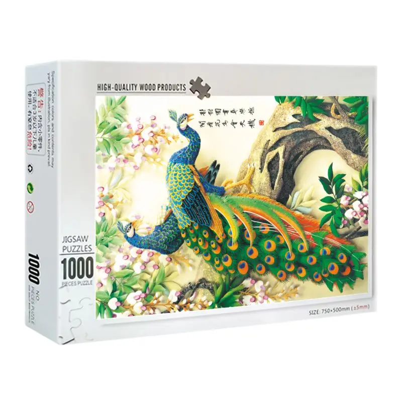 

1000 Pieces peacock Princess Puzzles Wooden Jigsaw Puzzles Floor Puzzle Intellectual Game Learning Education Decompress