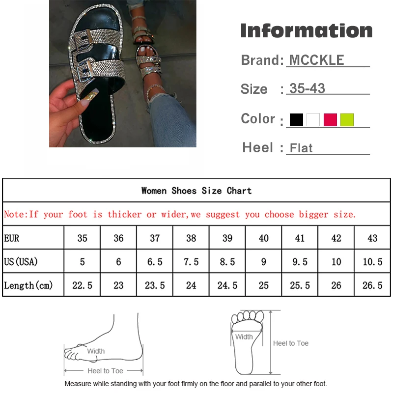 

MCCKEL Women Glitter Slippers Double Buckle Soft Bling Shoes Beach Slipper Outdoor Summer Causal New Comfortable 2020 Slides