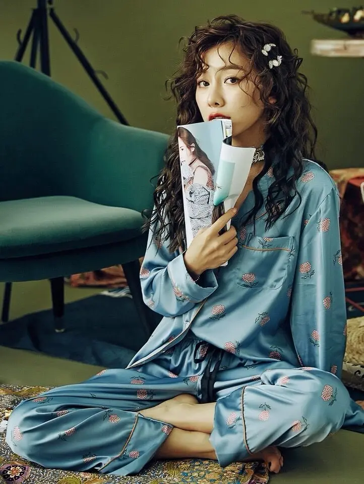 Осень 2020 женские пижамные комплекты роскошная пижама с принтом гортензии