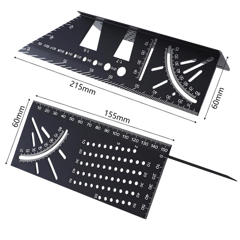 

Aluminum Alloy 3D Mitre Angle , 45/90°Angle Measuring Square Ruler, Multifunction Measuring Tool for Carpenters