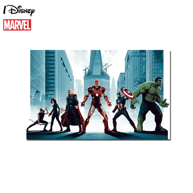 Картина на холсте с изображением Капитана Америки, Железного человека,  Человека-паука, Халка, для гостиной, домашнего декора, плакаты с героями  вселенной «Марвел» | AliExpress