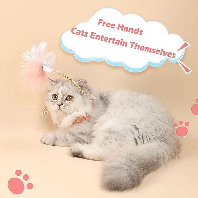 MAMY PETS Pet Cat Teaser Toy Feather With Feet Collar Neck Fun Interactive Training Self-healing Toys | Дом и сад