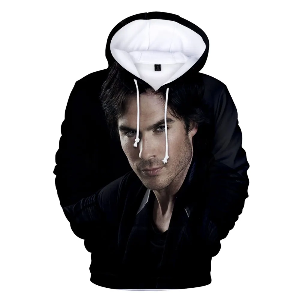 

The Vampire Diaries Damon Salvatore Elena Gilbert Stefan Salvatore Hooded Sweatshirt Men/Women Fashion Casual Hoodies Pullover