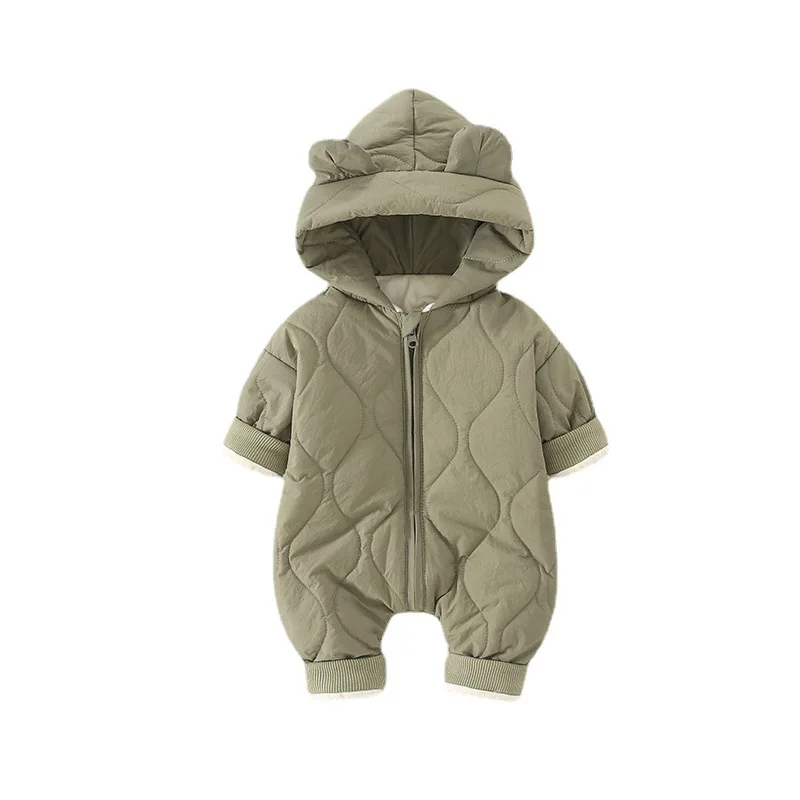 

Winter New Fashion Infants Jumpsuits Autumn Cotton Padded Warm Hooded Rompers Boys and Girls Clothes