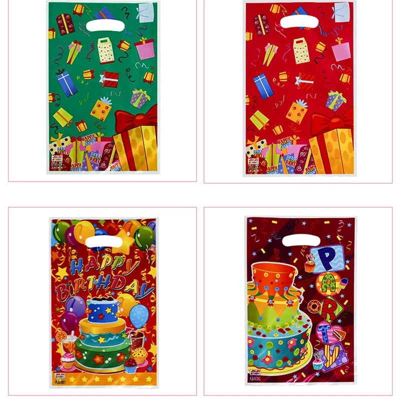 

50PCS Gift Bags Plastic Bag Kids Baby Shower Happy Birthday Party Child Candy Dessert Wedding Decor Party Supplies Loot Tote