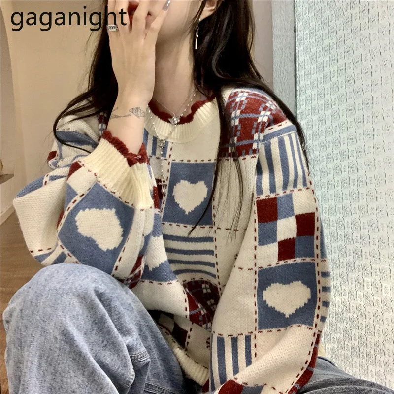 

Gaganight, женский свитер в японском стиле, осенне-зимние вязаные Джемперы, женские шикарные винтажные свободные пуловеры, модные свитера для де...