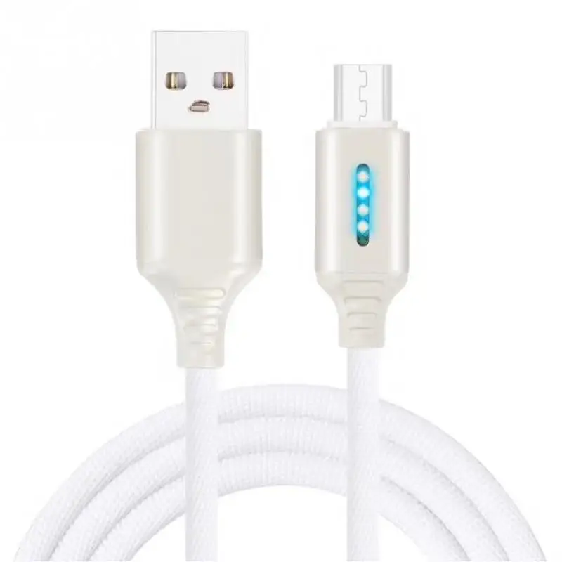 Нейлоновый зарядный кабель Micro USB быстрая зарядка с мигающим светом дисплей type-C Android телефон быстрое зарядное устройство Шнур для iPhone 1 м