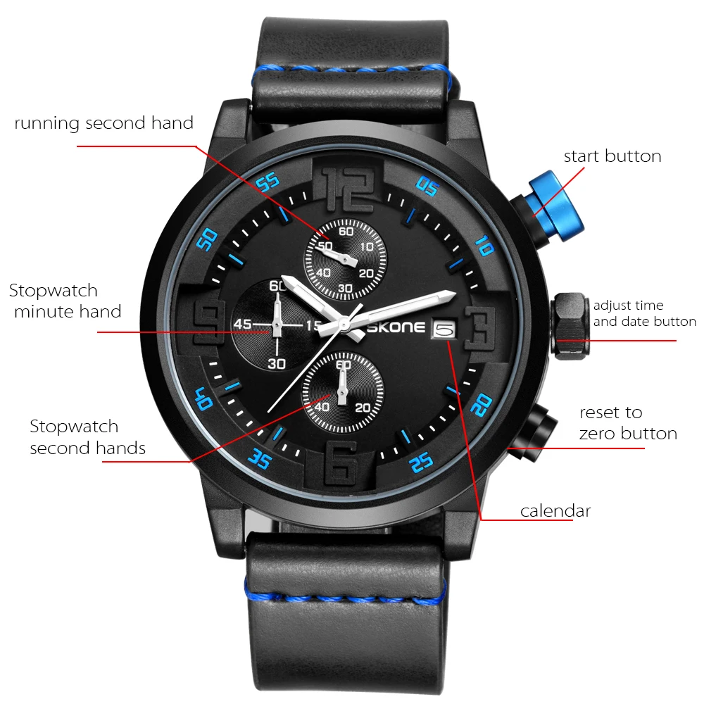 Часы наручные мужские из ПУ кожи спортивные водонепроницаемые классические