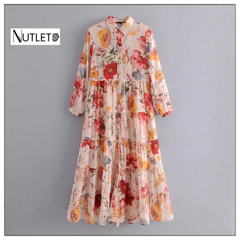 2019 новое осенне-летнее платье с цветочным принтом из двух частей вечернее в стиле