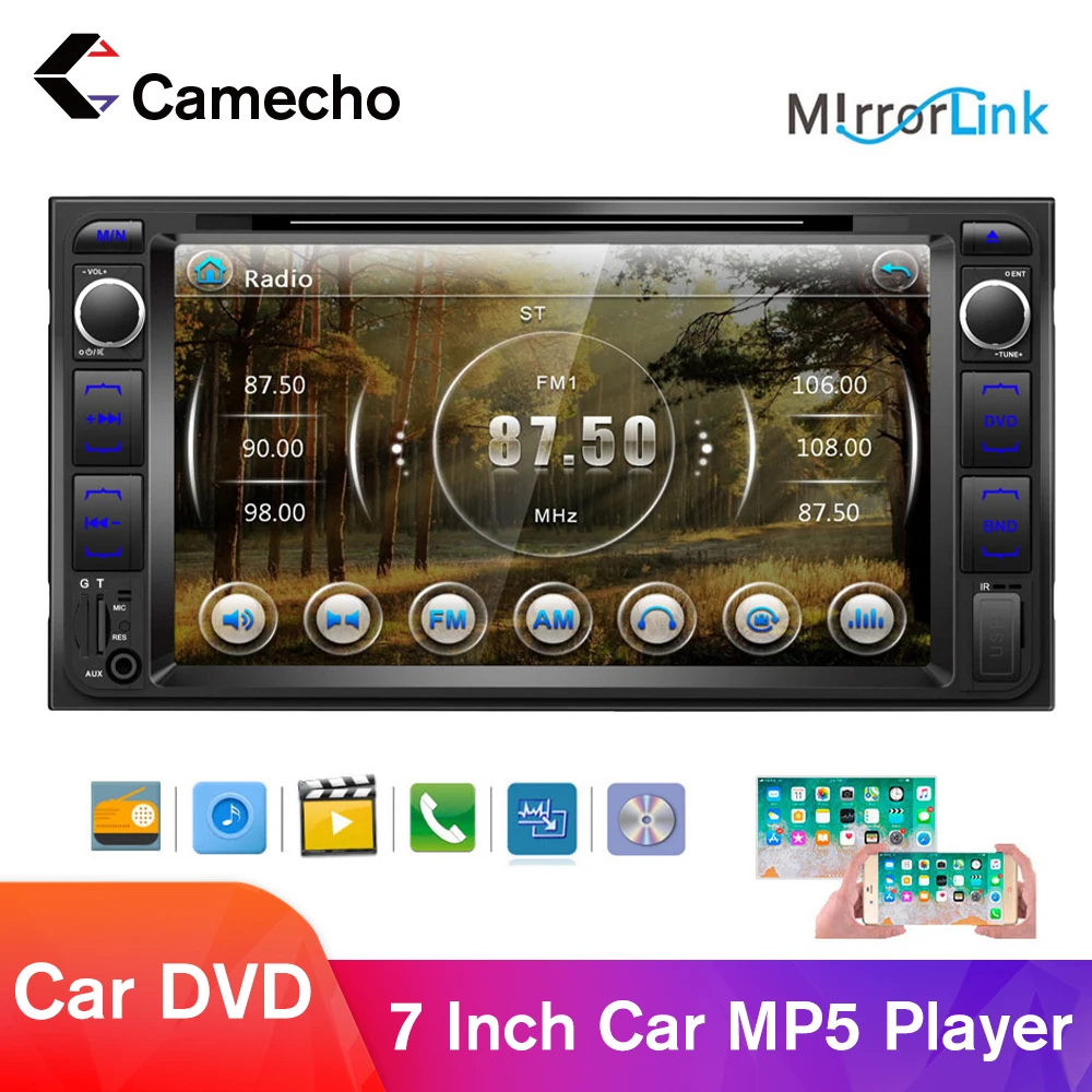 Camecho 2 Din Автомобильный Радио мультимедийный плеер 7 ''сенсорный авто стерео