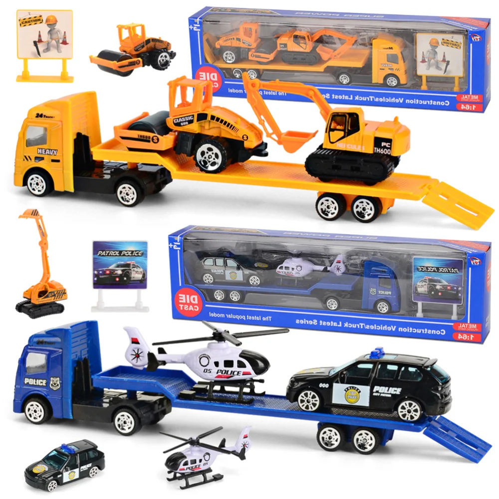 

Back Project Car Creative Alloy Project Model for Baby Kid Child (Blue, Police Tow Truck)