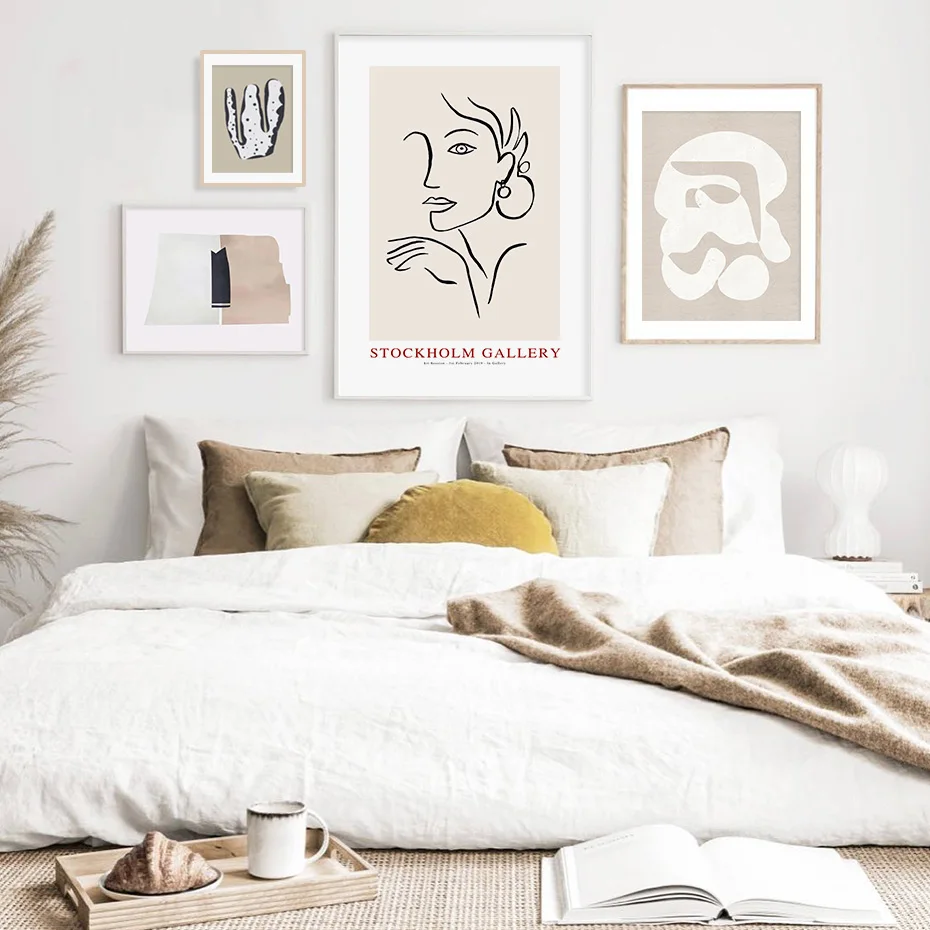 Абстрактный Скандинавия модный постер бежевых цветов в стиле бохо