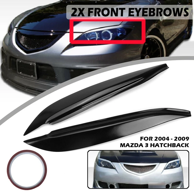 

Top!-Car Eyebrow Headlight Cover Lid Brow for MAZDA 3 Hatchback 2004-2009