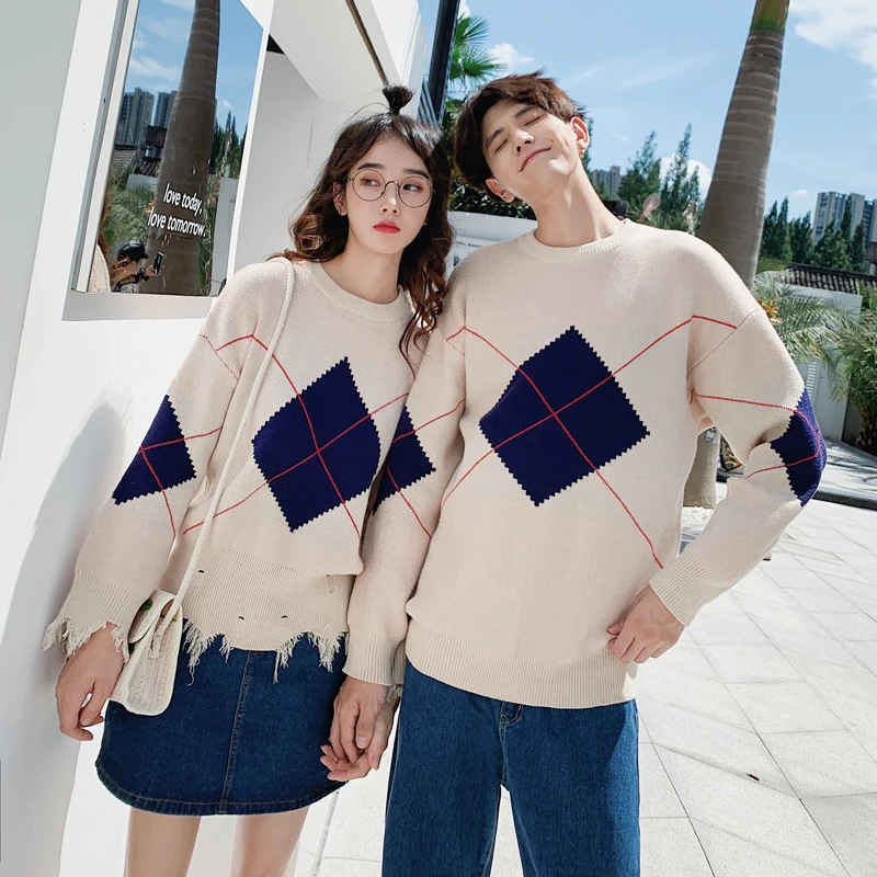 Парные Пуловеры свитеры одежда для влюбленных милые вязаные в стиле