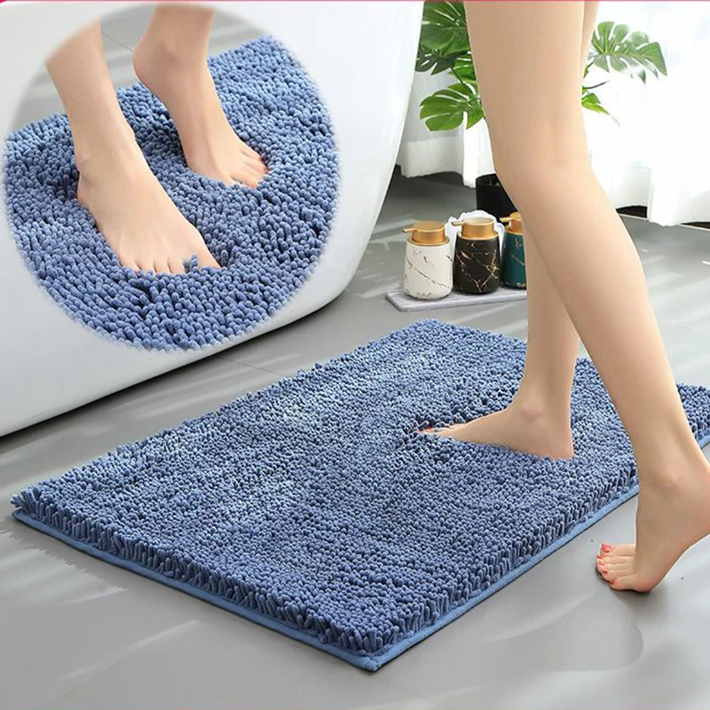 

Thicken Feet Bath Carpet Mat Chenille Kichen Floor Mats Bathroom Water Absorption PlushEntrance Doormat Non-slip Toilet Area Rug