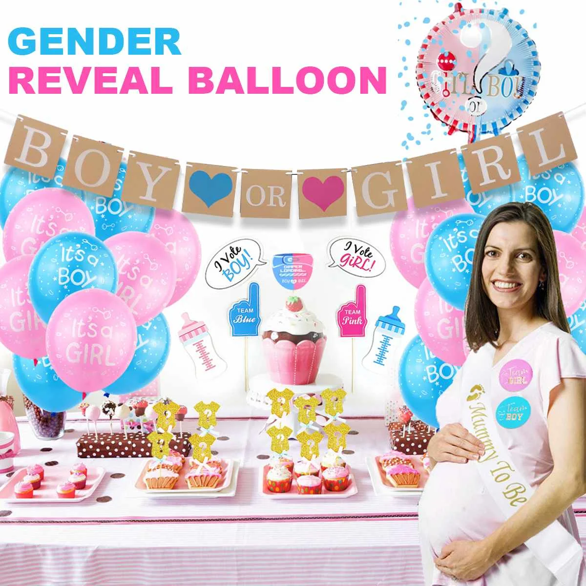 

Gender Reveal Tableware Girl or Boy Latex Balloon Set Baby Shower Confetti Balloons Birthday Party Decorations Kids Favor Use