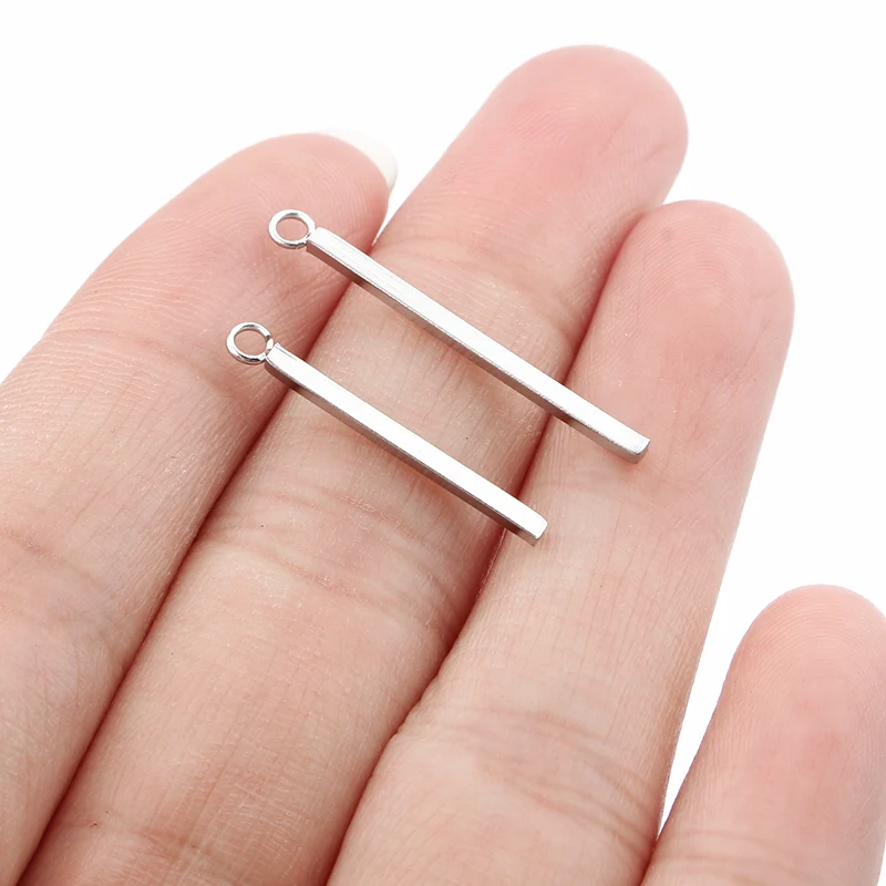 

20pcs Charms Sticks Stainless Steel Rectangle Pendant Diy Tassel Earring Jewelry Making Findings