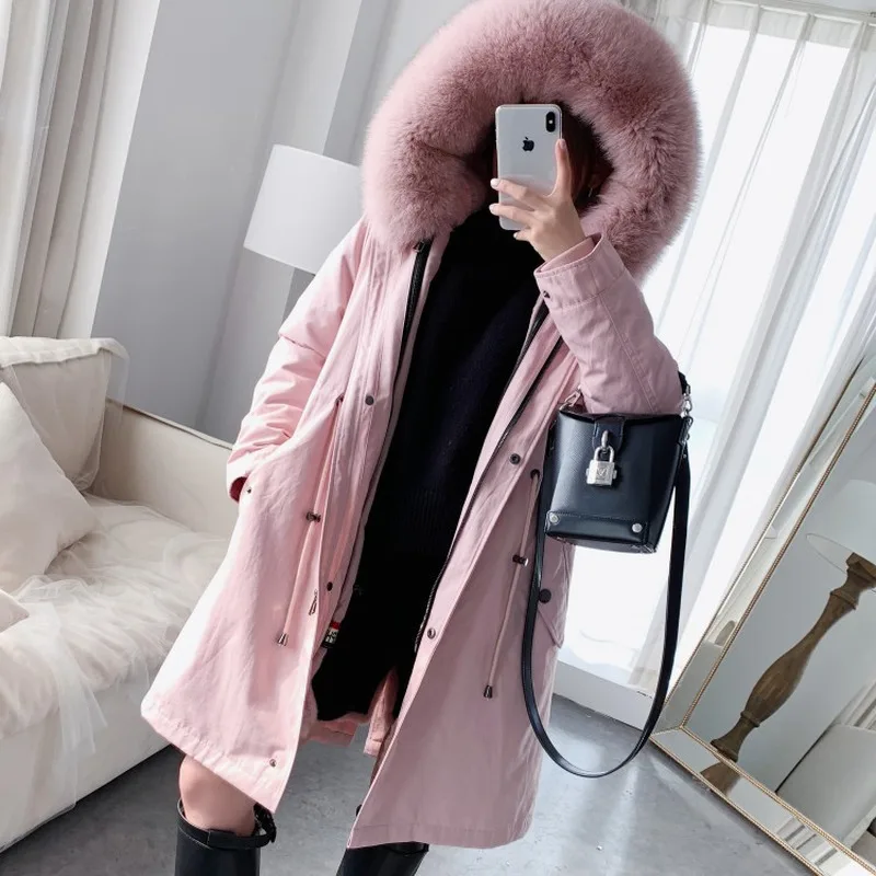 Real Fur Coat Women Rex Rabbit Fox Collar Parka for Clothes 2020 Winter Abrigo MujerYY920 | Женская одежда